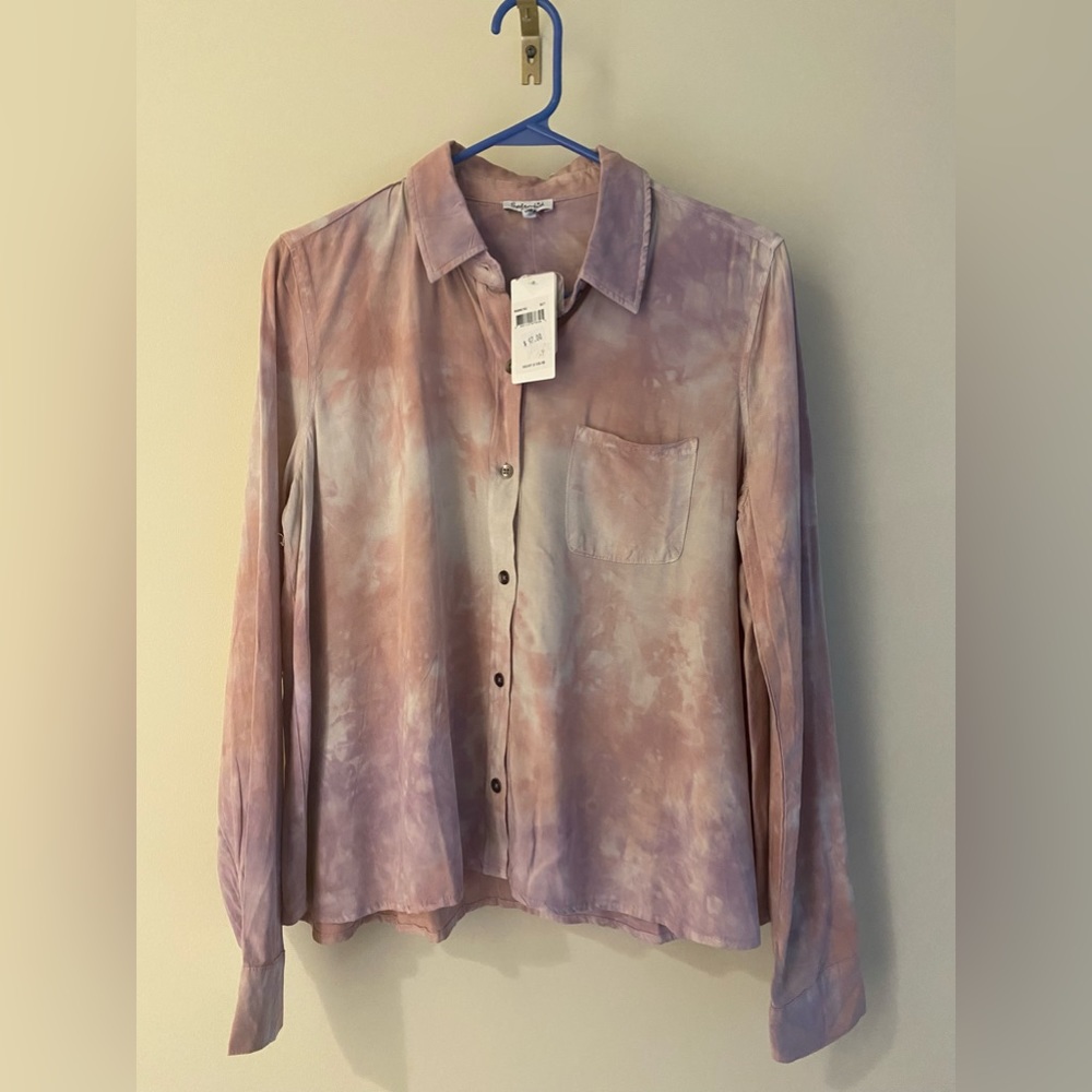 Splendid Women’s Sz Medium Tie Dye Longsleeve Button Down Shirt Pink/ Purple